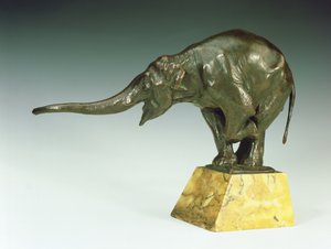 Begging Elephant (bronze com suporte de mármore)